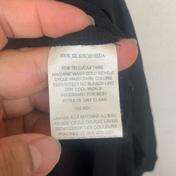 Eileen Fisher women's small medium black silk two piece set top bottoms - Picture 11 of 15